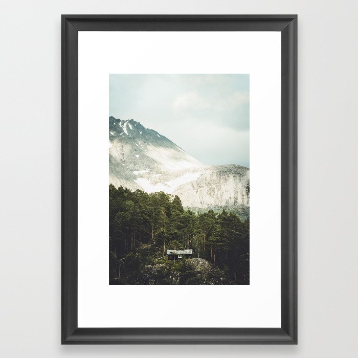 The cabin in the mountains Framed Art Print