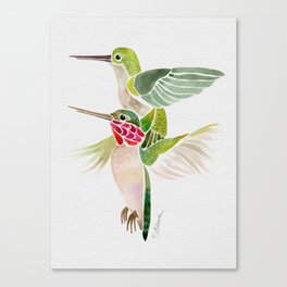 Hummigbird Pair - Watercolor Hummingbirds Bird Print Canvas Print
