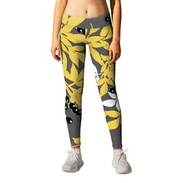 TREE BRANCHES YELLOW GRAY  AND BLACK LEAVES AND BERRIES Leggings | Fashion, Berry, Foilage, Tree, Branch, Yellow, Blackberries, Branches, Saundramylesart, Yellowflowers 