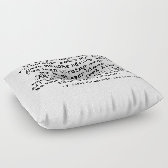 In my younger and more vulnerable years - F Scott Fitzgerald Floor Pillow
