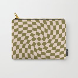 Check VI - Green Twist — Checkerboard Print Carry-All Pouch | Checked Pillow, Squares, Geometric, Checkerboard Green, 90S, Warped, Checked Print, Checkerboard Pattern, Checked Pattern, Pattern 