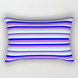 [ Thumbnail: Blue, Orchid, Light Blue & Light Cyan Colored Pattern of Stripes Rectangular Pillow ]
