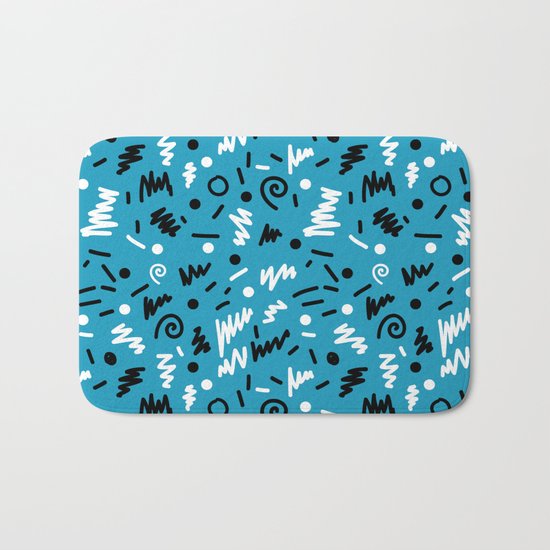 memphis rad shapes modern minimal abstract pattern trendy gifts Bath Mat