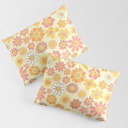 70´s Retro Simileys Sunny Summer Pattern Pillow Sham