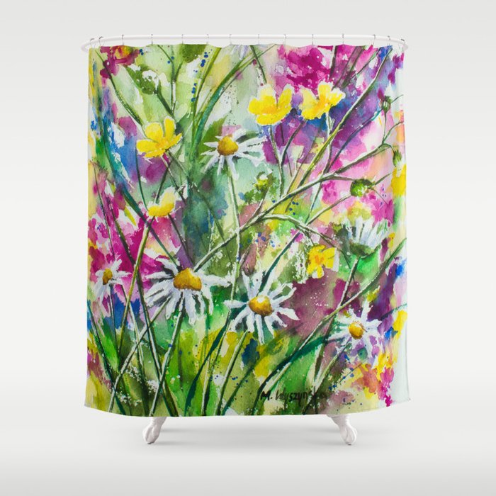 Dreaming in Colour Watercolour Painting Shower Curtain
