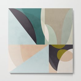 shapes geometric art mid century Metal Print | Watercolor, Painting, Winter, Olive, Beige, Trend, Acrylic, Pastel, 2018, Lightblue 
