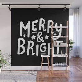 Merry and Bright (white) Wall Mural