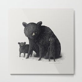 Black Bear Family Metal Print