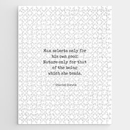 Charles Darwin Quote - Man Selects only for his own good - Typewriter Print Jigsaw Puzzle