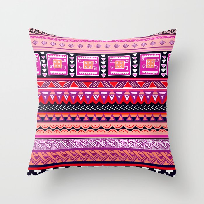 Boho Primitive Geometric Pattern Var 4 Throw Pillow