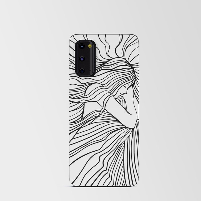 Sleeping Girl Line Art Android Card Case