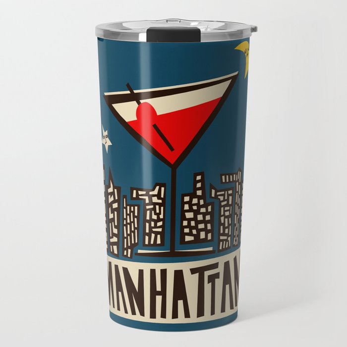 Manhattan Cocktail Print Travel Mug