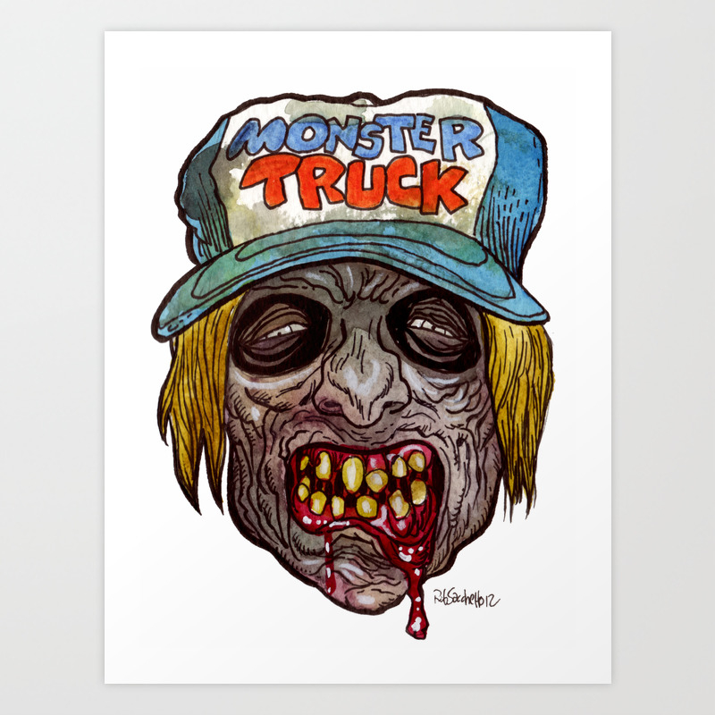 Heads Of The Living Dead Zombies Monster Truck Zombie Art Print By Robsacchetto Society6