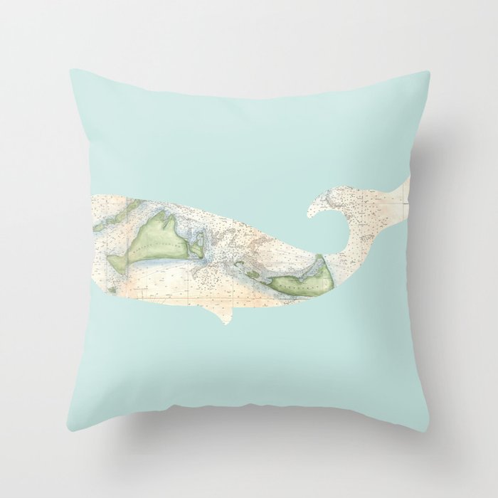 Nantucket Whale Throw Pillow
