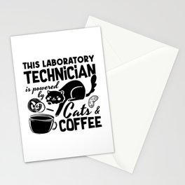 Lab Tech Laboratory Technician Cats Coffee Science Stationery Card