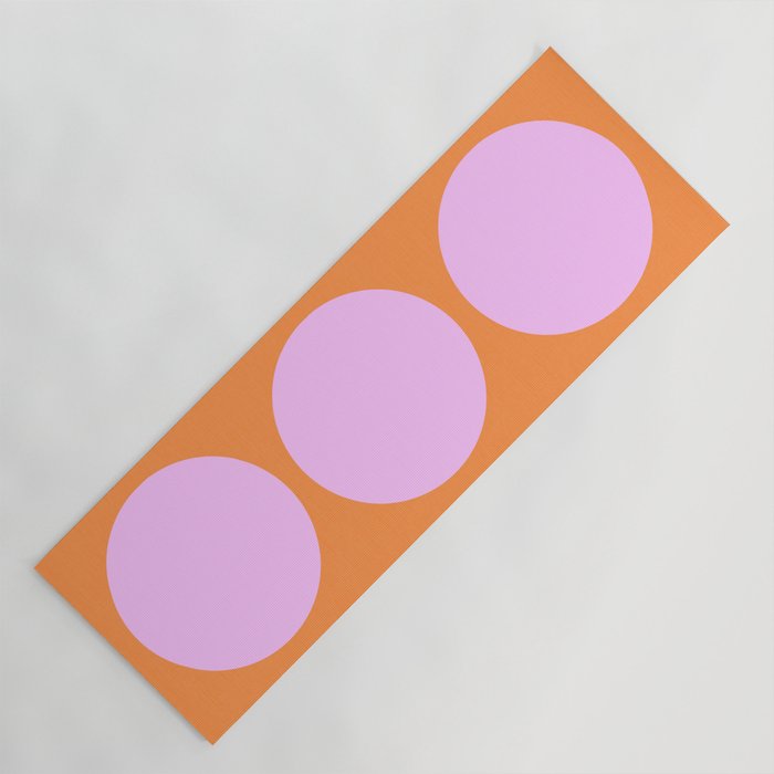 Retro Modern Pink Polka Dots On Orange Yoga Mat