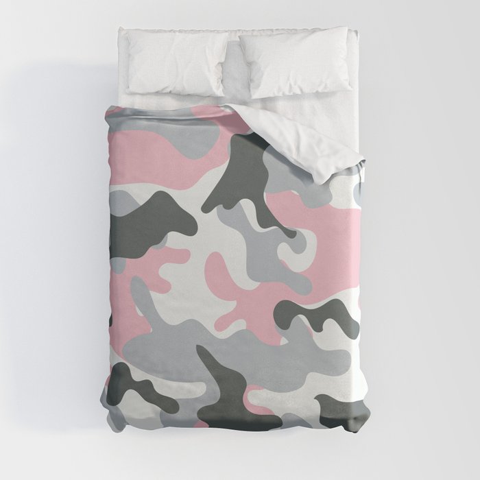 Pink Army Camo Camouflage Pattern Duvet Cover