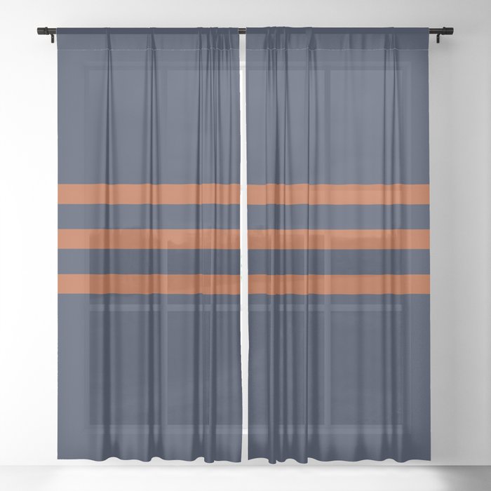 Orange retro horizontals Sheer Curtain
