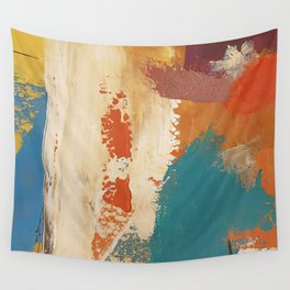 Rustic Orange Teal Abstract Wall Tapestry