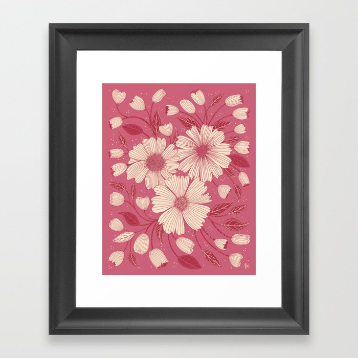 Spring Botanicals in pink Framed Art Print