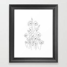 Poppy Flowers Line Art Framed Art Print