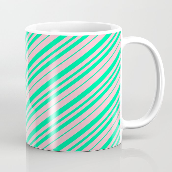Pink & Green Colored Lined Pattern Coffee Mug