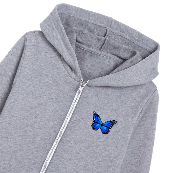 Blue butterfly Kids Zip Hoodie by Gaspar Avila Society6