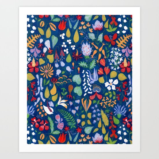 Colorful botanical pattern Art Print