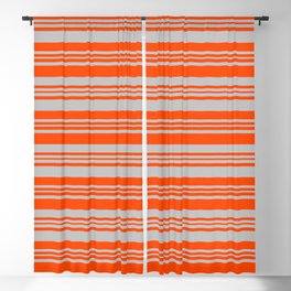 [ Thumbnail: Red and Grey Colored Lined Pattern Blackout Curtain ]