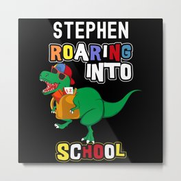 Stephen Back To School Dinosaur Accessories Metal Print