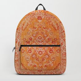 Orange Boho Oriental Vintage Traditional Moroccan Carpet style Design Backpack | Antique, Heritage, Bohemian, Boho, Andalusia, Moroccan, Artworks, Handmade, Tropical, Anthropologie 