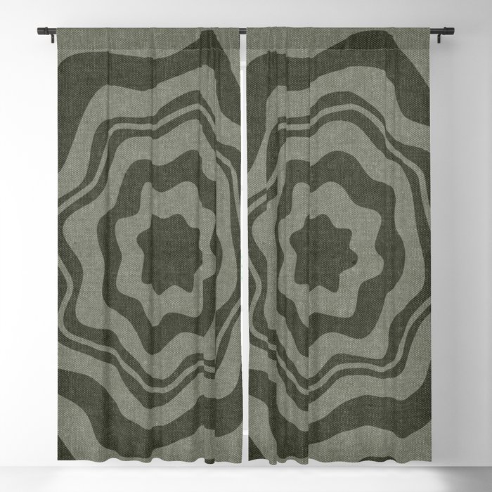 boho floral - olive Blackout Curtain