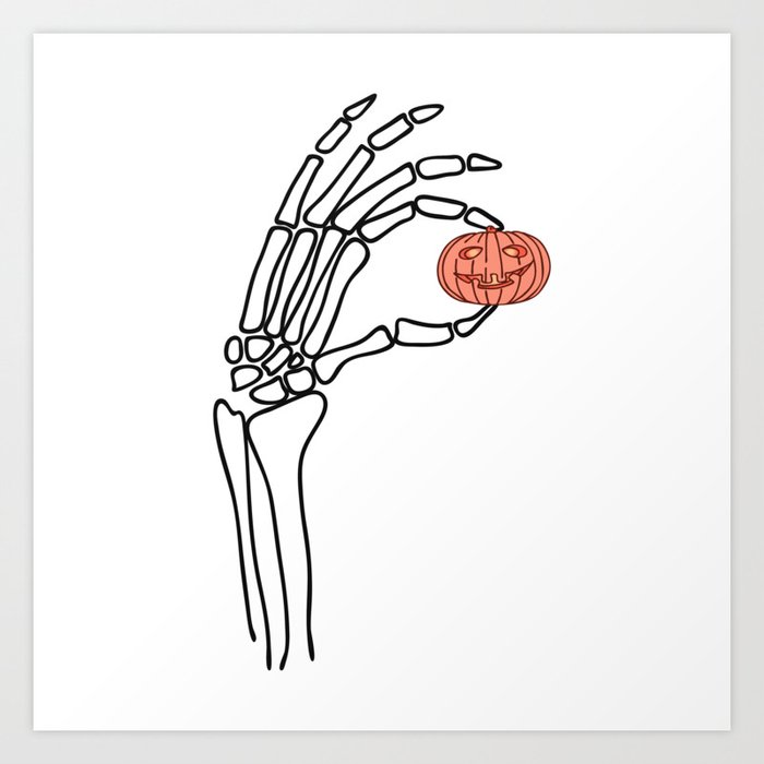 skeleton hand holding drawing
