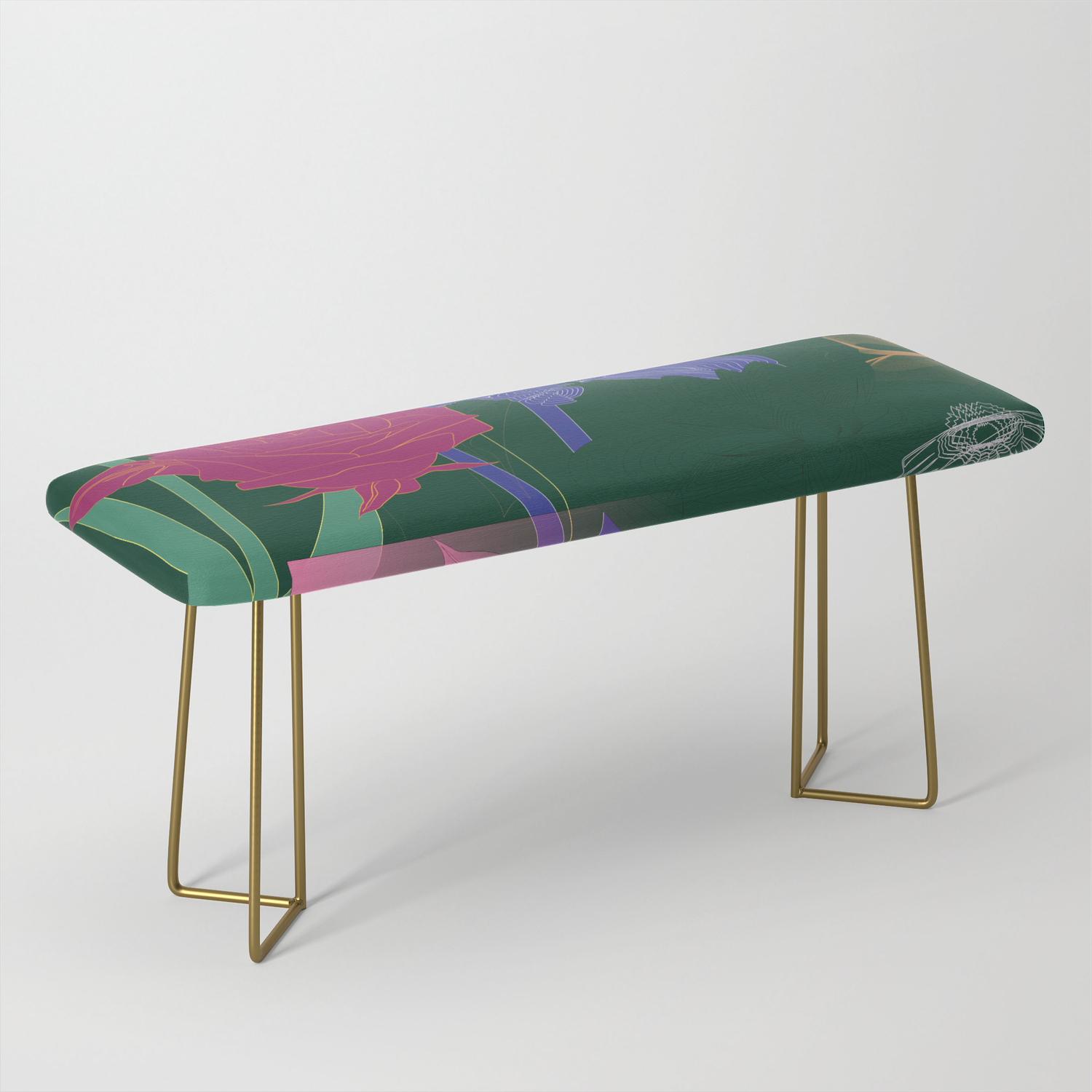 Dark Fall Flower Pattern For Home Goods Emerald Green Magenta