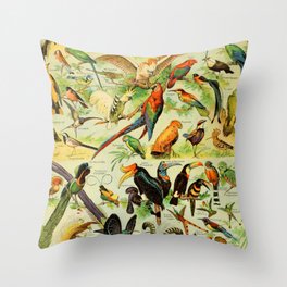 Adolphe Millot "Birds" 1. Throw Pillow