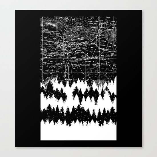 Map Silhouette Square Canvas Print