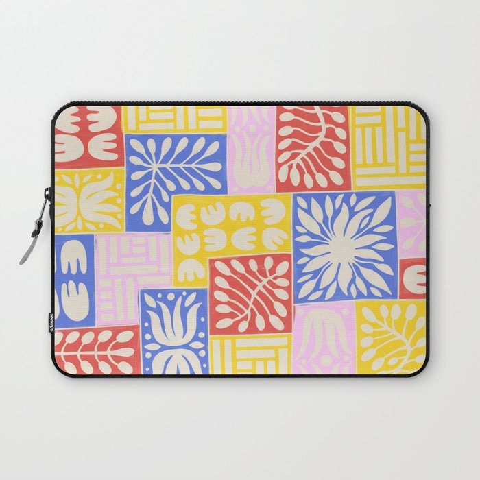 Stylized Pastel Floral Patchwork  Laptop Sleeve