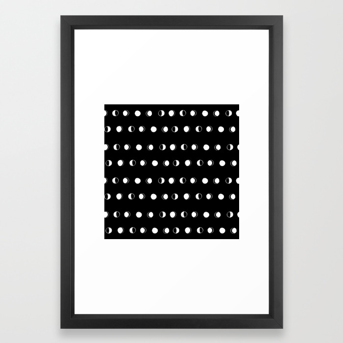 Linocut Moon Phase Black And White Minimal College Dorm Decor