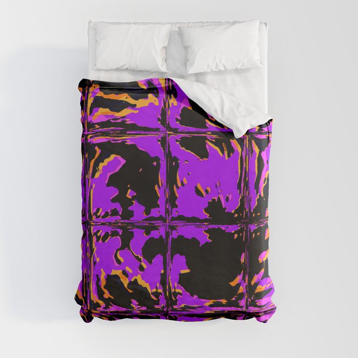 Spooky Purple Blackout Rave Glitch Tiles Duvet Cover