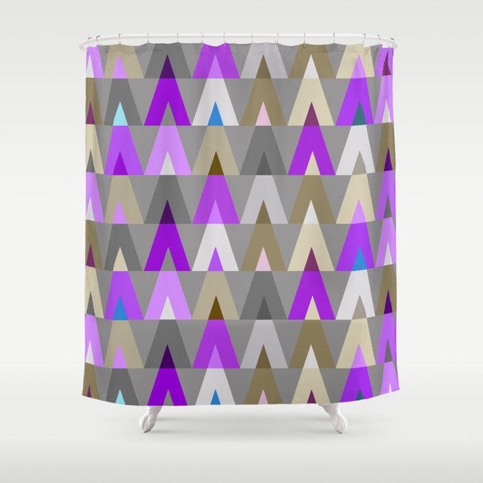 Geometric Triangles Purple Grey Shower Curtain By Cheryldaniels