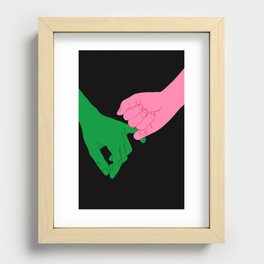 Colorful people holding hands flat cartoon illustration print Recessed Framed Print