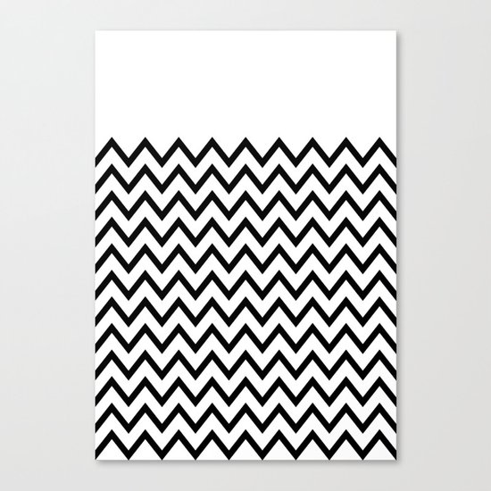 Black Chevron On White Canvas Print