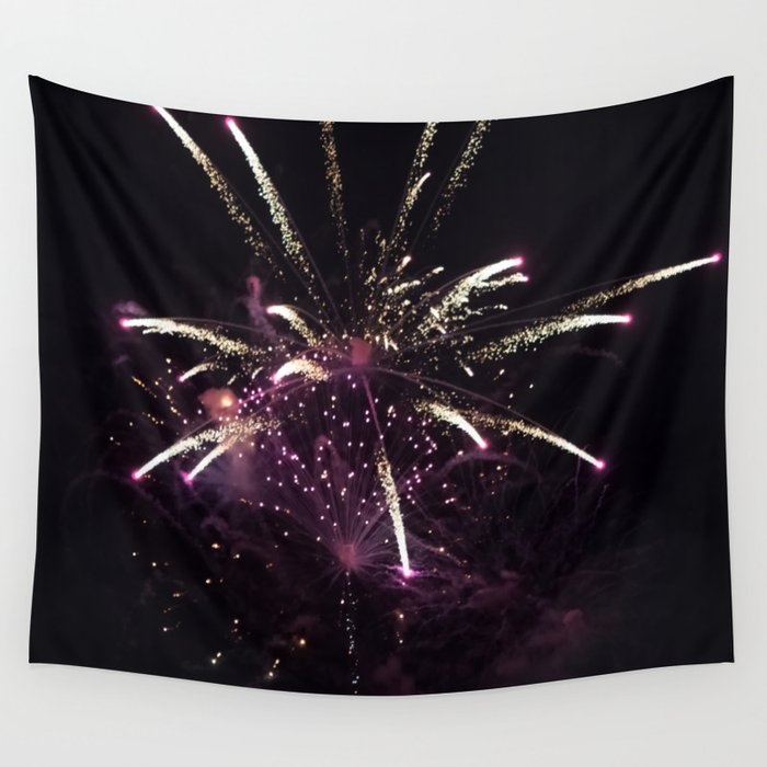 Purple Fireworks Wall Tapestry