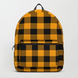 Crisp Orange and Black Lumberjack Buffalo Plaid Fabric Backpack