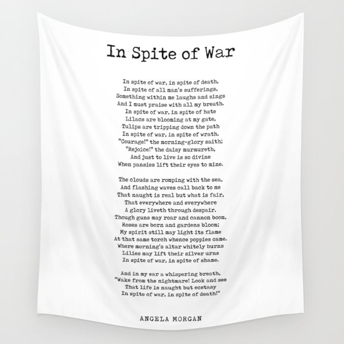 In Spite Of War - Angela Morgan Poem - Literature - Typewriter Print 1 Wall Tapestry