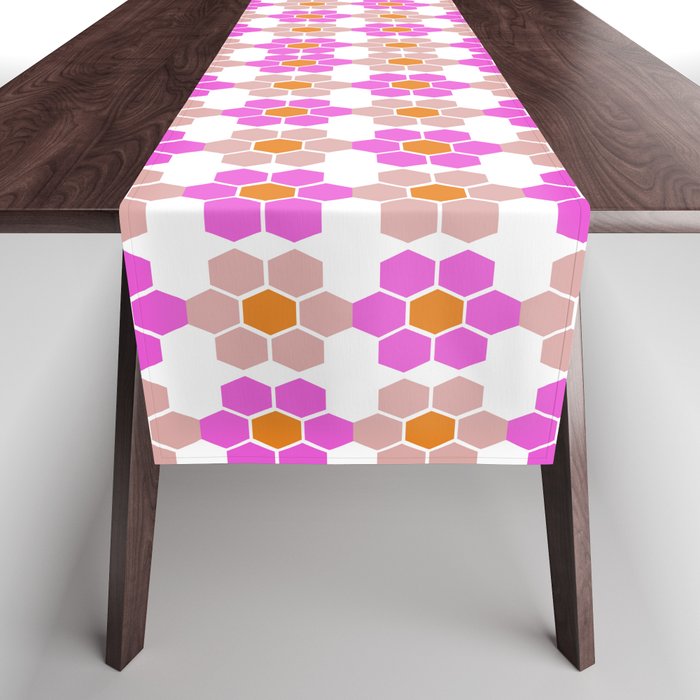 Mid-Century Modern Art Honeycomb Flowers 1.2 Table Runner