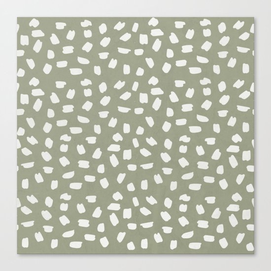 Simply Ink Splotch Lunar Gray on Green Tea Canvas Print