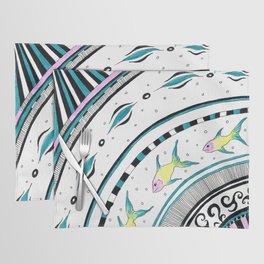 Fish Doodle Funky Pattern Chic Ink Placemat