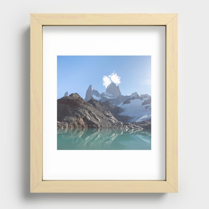 Argentina Photography - Laguna De Los Tres Under The Blue Sky Recessed Framed Print