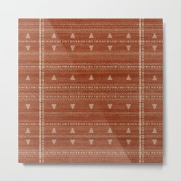 Heddle in Rust Metal Print | Geometric, Drawing, Tribal, Curated, Print, Line, Burntorange, Stripes, Rust, Digital 